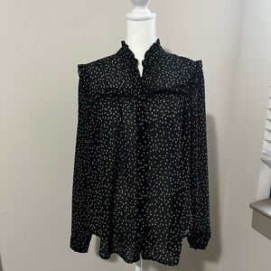 Atmosphere Black and White Speckled Blouse